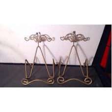 Vintage pair of ornate heavy iron display EASELS plate, book, picture, STAND   202394661707